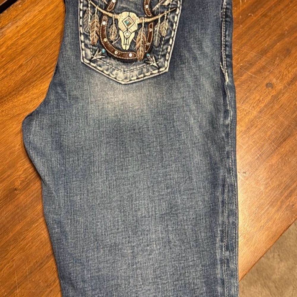 Miss Me Women's Blue Bootcut Jeans with Embroidery